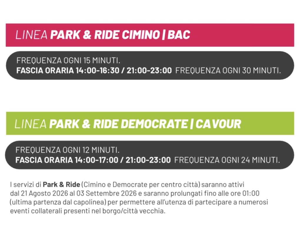 XX Giochi del Mediterraneo, potenziamento servizio navette Park&Ride Cimino e Democrate
