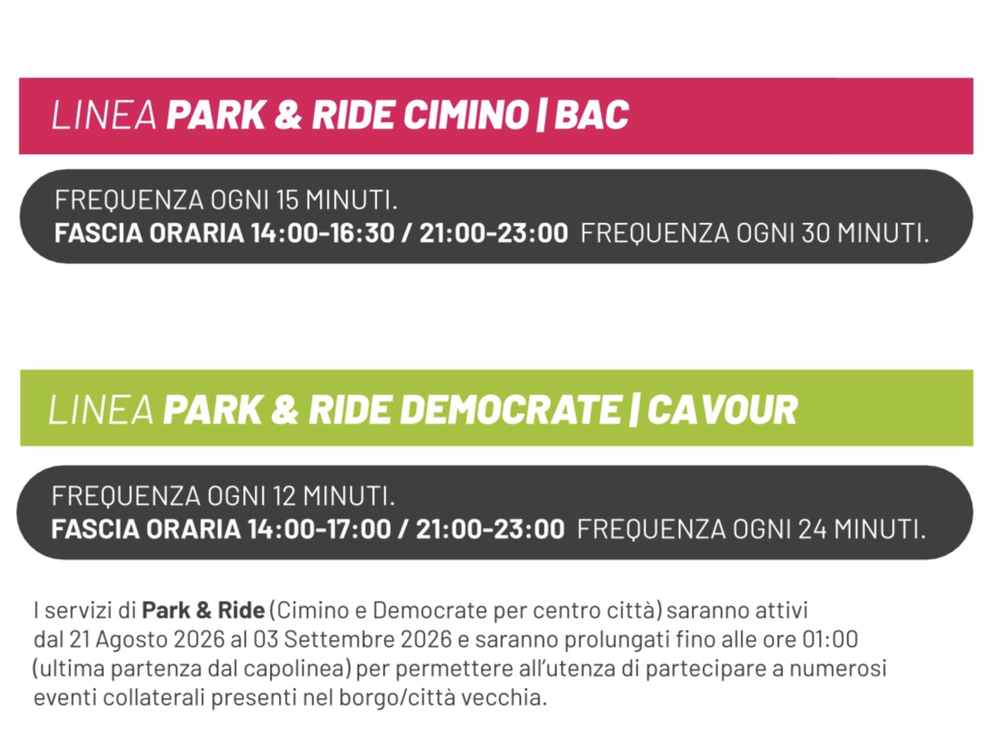 XX Giochi del Mediterraneo, potenziamento servizio navette Park&Ride Cimino e Democrate